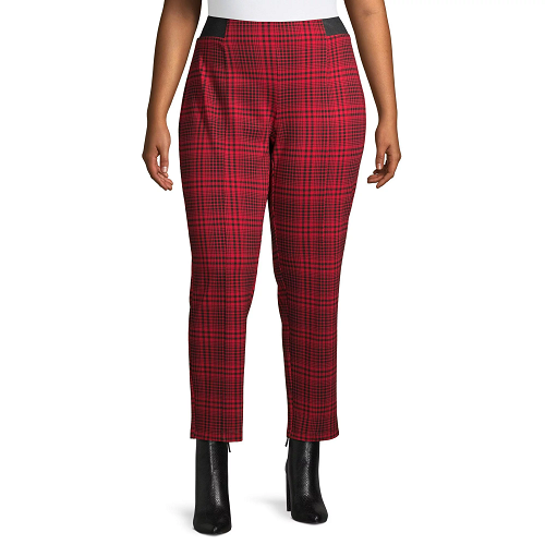 Terra \u0026 Sky Stretch Ponte Pull On Pants Red Plaid * Size 0x 14w | eBay