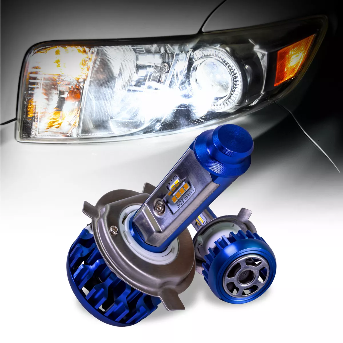 H4 9003 HB2 80W 7 600LM 5 500K LED Headlight Bulbs Conversion Kit for Cars