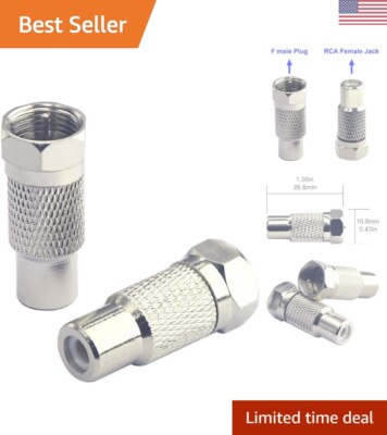 2 Pack Atari Adapter, Phono RCA Female to F Type Male RF Connector Coaxial Ad...