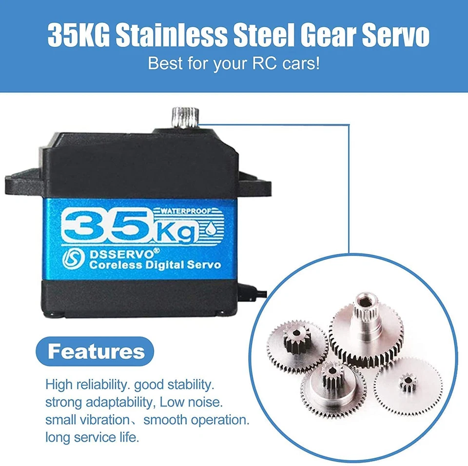 Servo digitale DS3235 Coreless 35KG 7.4V | Acciaio inossidabile, impermeabile... - Immagine 3 di 4