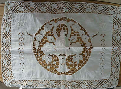 Gorgeous white rectangle doily with crochet trim