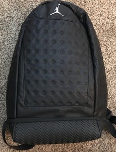 black leather jordan backpack