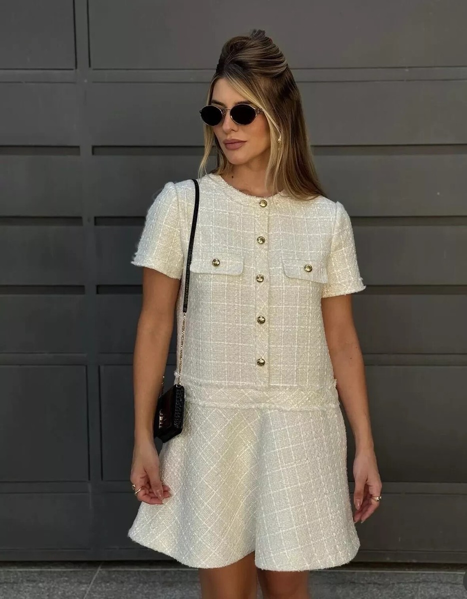 ❤️ ZARA ZW COLLECTION SS24 SHORT TWEED STRUCTURED ECRU