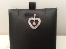 Ladies 10k Real Solid White Gold Real Diamond Heart Charm Pendant 1.6gr  .40ct