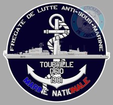 AUTOCOLLANT ARMEE MARINE NATIONALE FREGATE TOURVILLE LUTTE D610 1981 FB001