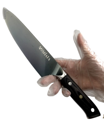 Mosfiata Chefs Knife 8'' in Titanium Plated Sharp German Steel