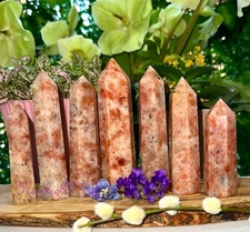 Wholesale Lot 1 Lb Natural Sun Stone Obelisk Tower Point Crystal Natural Energy