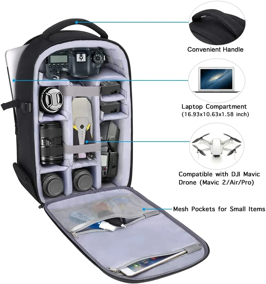 Camera Backpack Bag 15-16 Inch Mirrorless Waterproof Photography Hardshell Case - Image 2 of 4