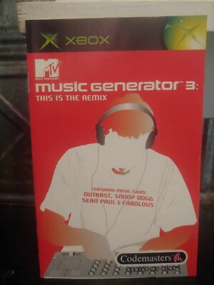 MTV Music Generator 3 Remix XBOX Original CODEMASTERS 2004 Game Instruction Book