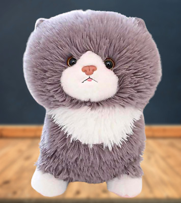 Gray Ragdoll Kitten Realistic Plush Animal Long Hair Cat Fluffy