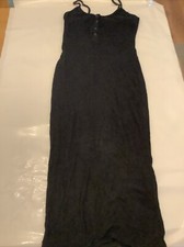 Pretty Little Thing Womens Black Soft Rib Button Front Strappy Midaxi Size 14