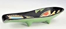 MCM Abstract Modernist Italian Hand-Painted Footed Ceramic Dish Deruta  9"