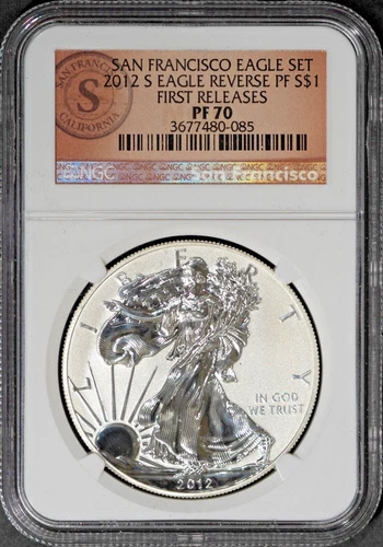 2012-S $1 Silver American Eagle Reverse Proof 70 NGC # 3677480-085 + Bonus