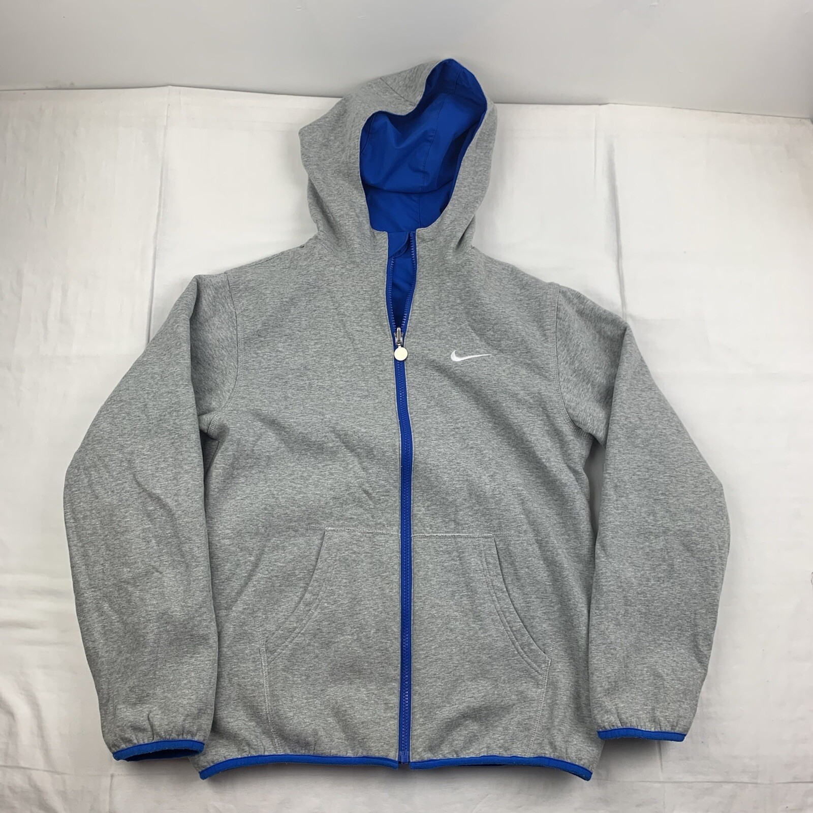 Nike Reversible Jacket Adult XL Blue Gray Windbreaker Fleece Full Zip Check  Y2K | eBay