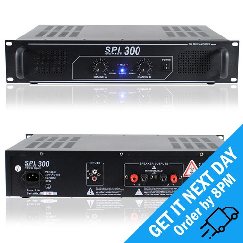 Skytec SPL300 Power Amplifier 300W PA Rack Mount DJ Party Stereo Hi Fi