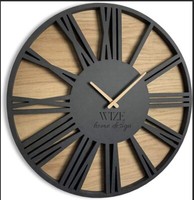 Wall Clock, wood,  Silent Movement Roman LOFT Round Wall clocks for Living 19.7