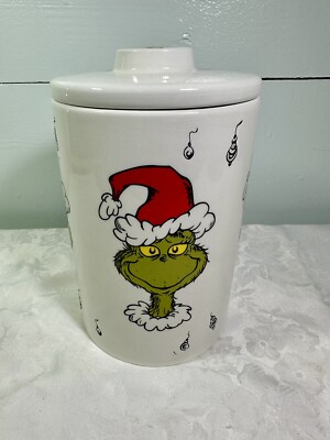 Dr. Seuss How the GRINCH Stole Christmas Ceramic Canister Cookie Jar Many Faces