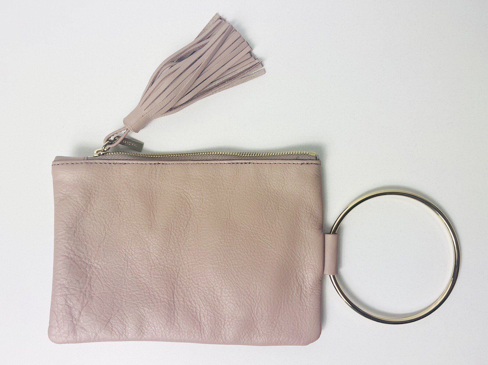 THACKER SOLID SOFT PINK LEATHER POUCH BAG RING HA… - image 2