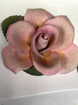 Vintage Napoleon Rose Capodimonte Figurine Italy Delicate Pink Detailed 3''