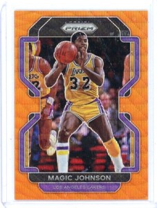 MAGIC JOHNSON 2021-22 Panini Prizm Orange Wave Refractor 24/60 LA Lakers HOF