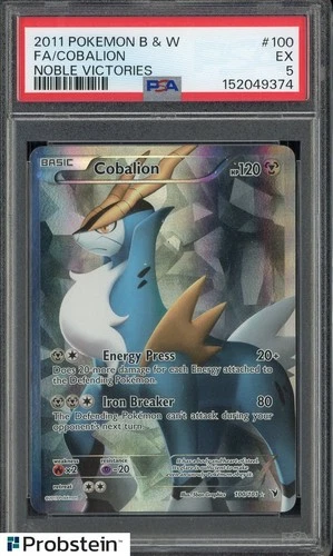 2011 Pokemon B & W Noble Victories #100 FA Cobalion PSA 5 EX
