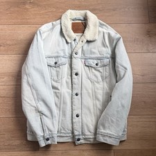 Levi's Premium Sherpa Lined Trucker Jacket Light Blue Relaxed Men's Size M
