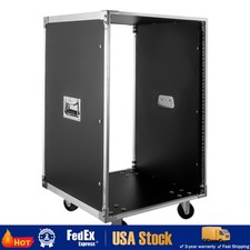 19 Inch 16U 4 Post Server Rack Open Frame Rolling Network Data Rack w/ Casters