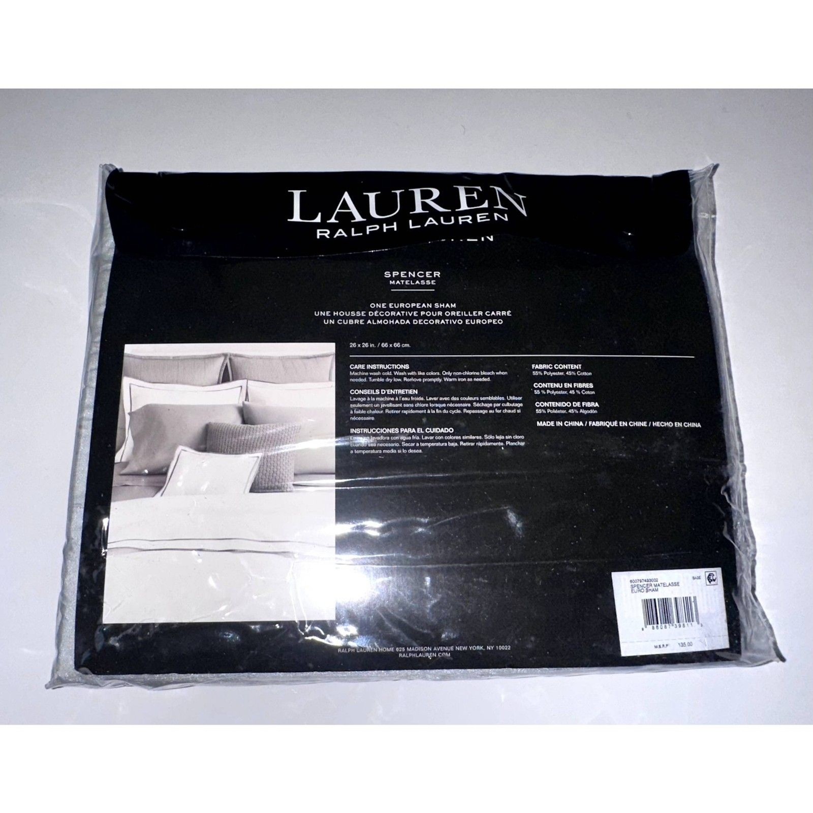 Lauren Ralph Lauren Home Spencer Matelasse EURO Sham Sage Green NEW