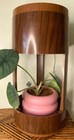 Vintage 1970s Terrarium Table Lamp Brown Plastic Electric Wood Plant Holder 🤩 — photo 8