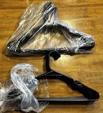 LifeMaster 30 Pcs. Black Plastic Clothes Hangers Set Durable, Shoulder Grooves