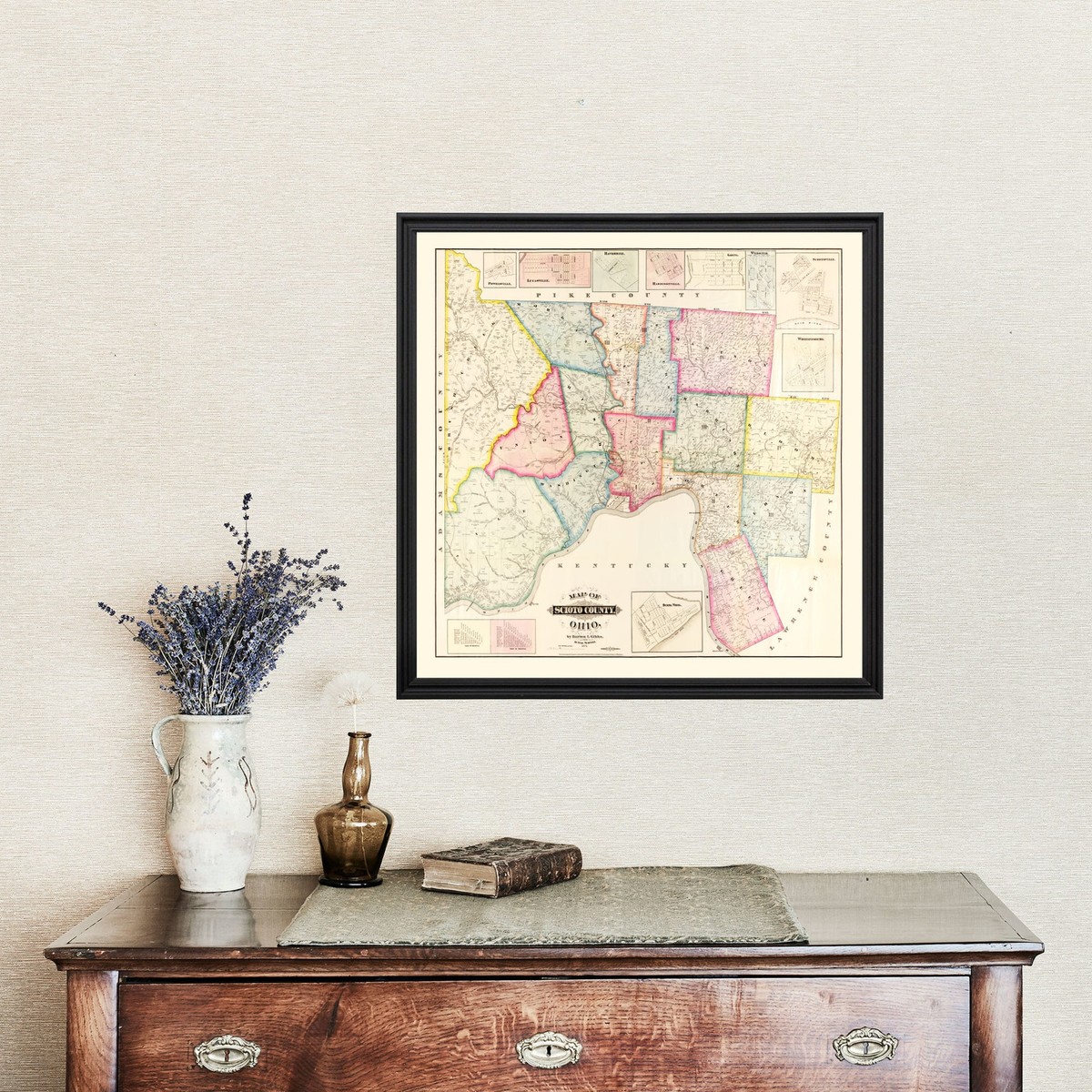 Old Map of Scioto County, OH 1875 - Vintage Ohio Art | eBay
