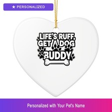 Custom Dog Ornament Personalized Heart Shaped Pet Lover Gift Christmas Tree