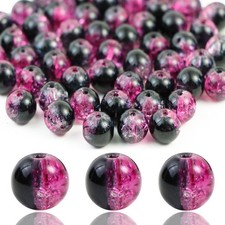 100Pcs Crackle Glass Beads 10mm Crystal Beads for Jewelry Making Round Spacer...