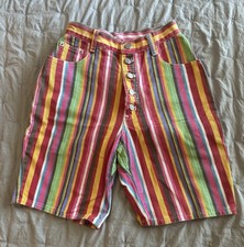 Vintage Gitano 80s Fiesta / Rainbow Throwback Striped Shorts Womens Size 7/8