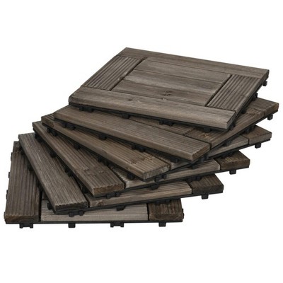 27 Stück ineinandergreifende Terrassendielen aus Holz, 30 x 30 cm Outdoor Bodenbelag Fliesen, 2,5
