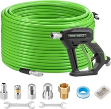 Tool Daily Sewer Jetter Kit for Pressure Washer 200 FT, Short 200FT, Green 