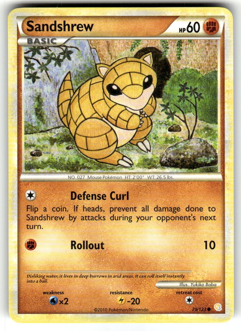 SANDSHREW - 79/123 - HeartGold SoulSilver HGSS - Pokemon Card - NM