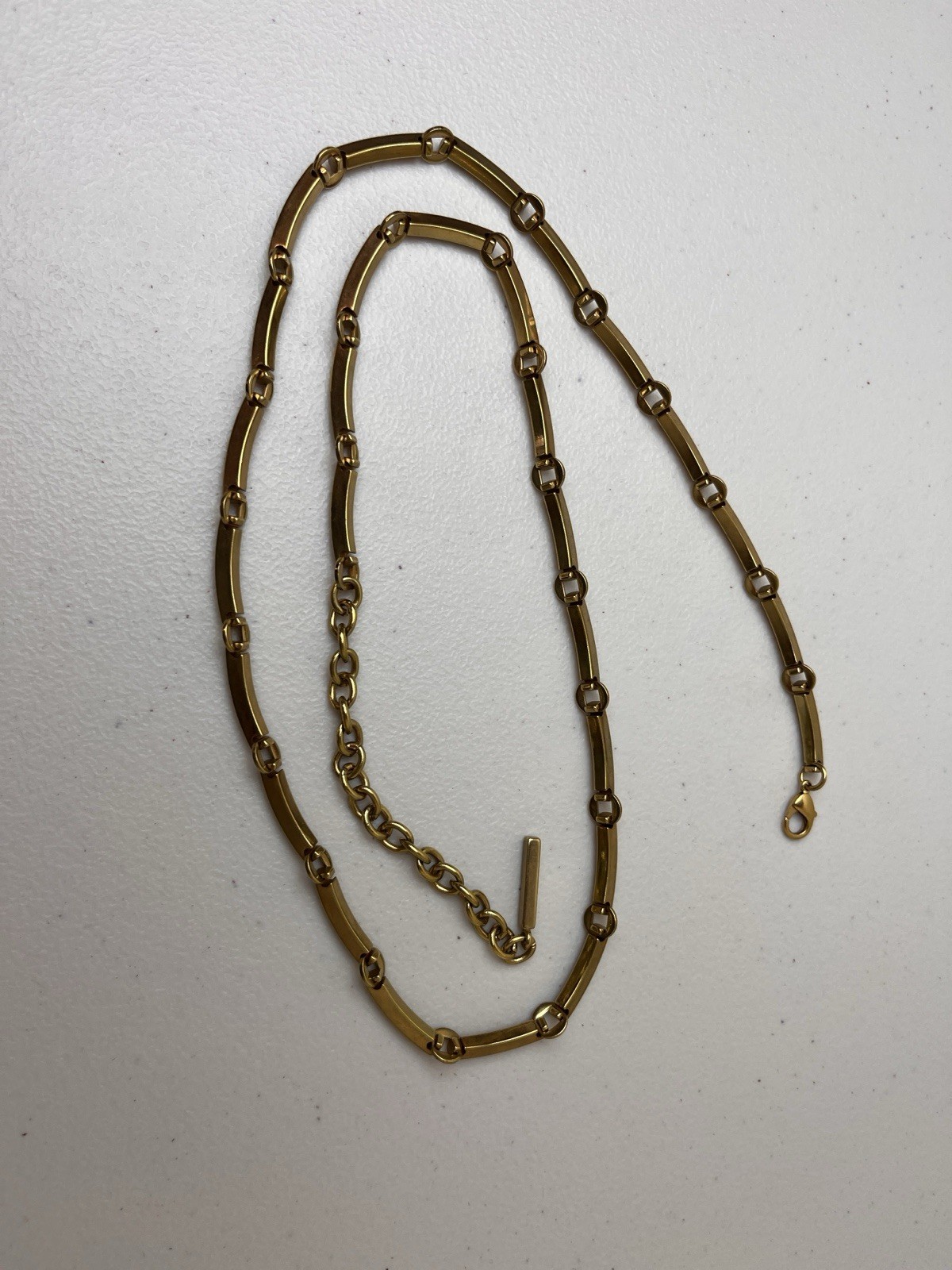 Gold Tone Large Rectangular Link Skinny Metal Bel… - image 1