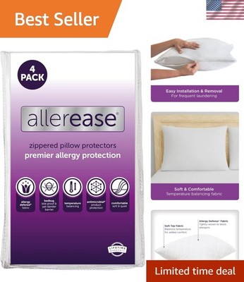 Set of 4 Standard/Queen AllerEase Pillow Protectors - Temperature Balancing, ...