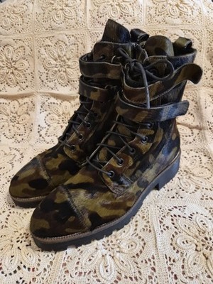 Shellys London Camo Hair Combat Boots Size 41