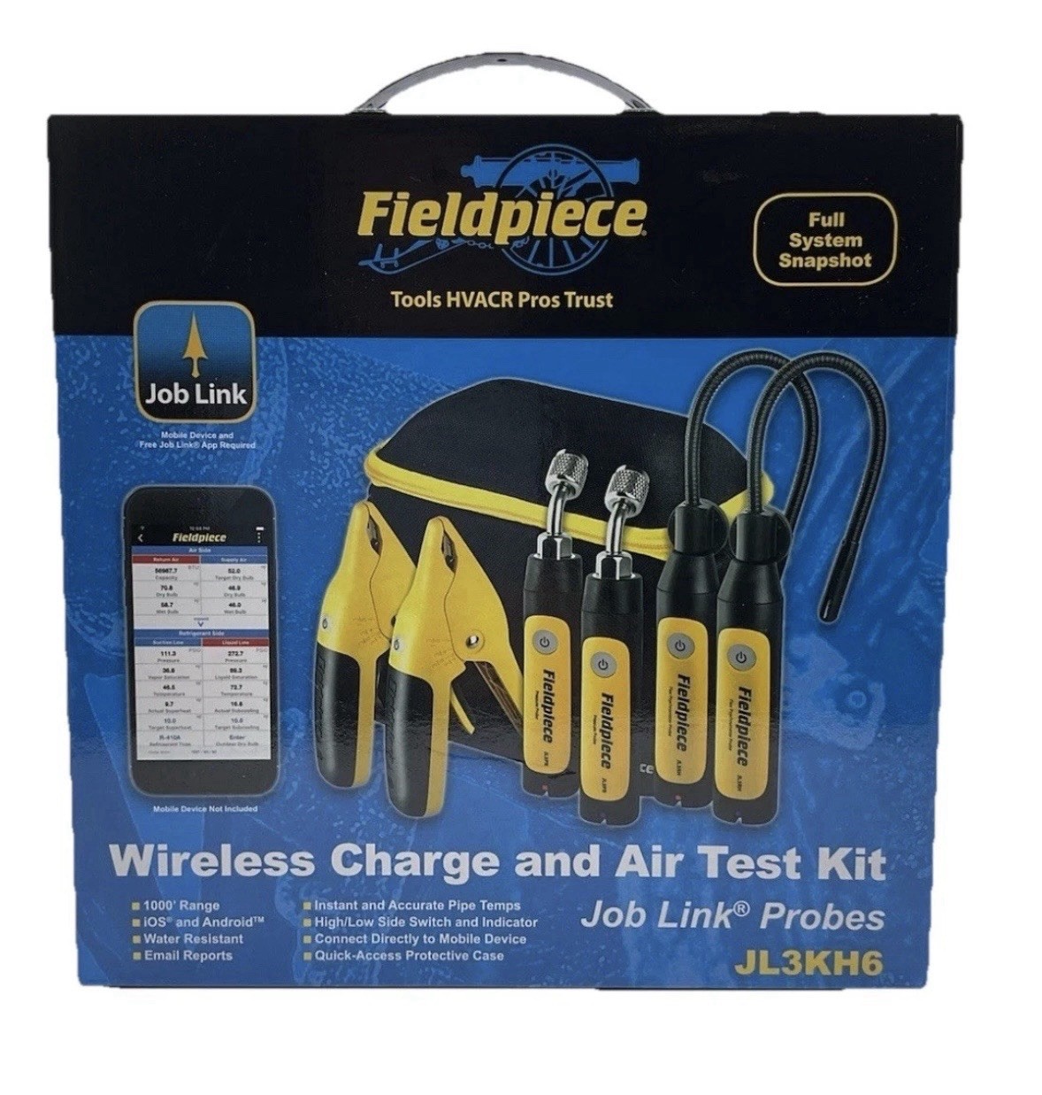 Fieldpiece JL3KH6 HVACR Job Link System Wireless Charge and Air Test Kit