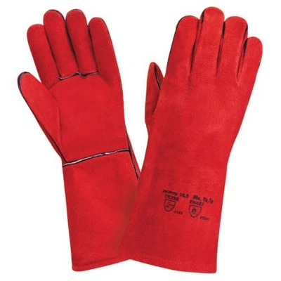SUPREMETTF Heavy Duty Wood Burner Welding Heat Resistant Leather Gloves Stoves Fire Red