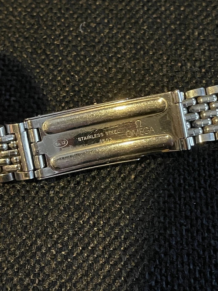 Omega No. 12 1502 Steel Clasp Bracelet Beads 1960s 1970s Vintage End Links - Image 4 of 4