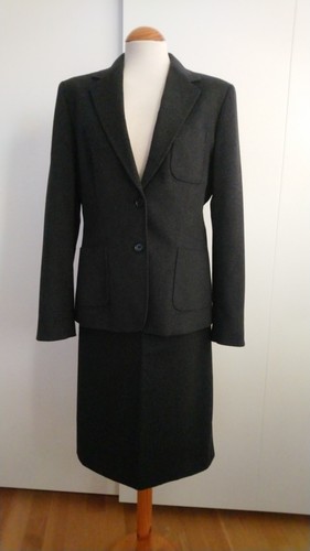 MAX MARA Blazer & skirt suit-Pure New Wool Angora-Charcoal Gray-Italian 46/US 12