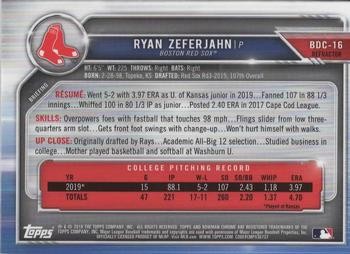 Ryan Zeferjahn Chrome Refractor 2019 Bowman Draft #BDC-16 Boston Red Sox - Picture 2 of 2