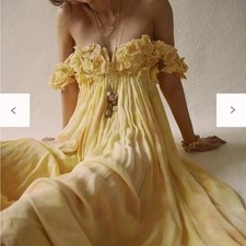 Free People Mango Mambo Maxi Dress Womens L Fairy Enchanting Whimsical Yellow