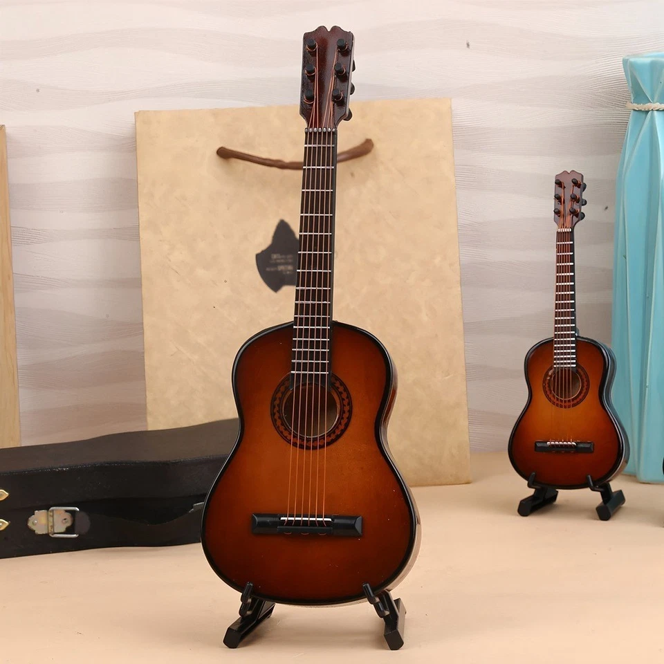 Mini guitare décorative modèle avec support idéal pour salles de musique ou b - Photo 3/4
