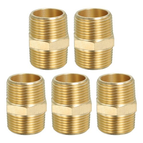 5 x Brass Hex Nipple Pipe Fitting 3/4" NPT x 3/4" NPT Male Couplings