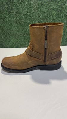 Harley-Davidson Men's Brown Leather Biker Ankle Boots Zip Strap Buckle US 11M