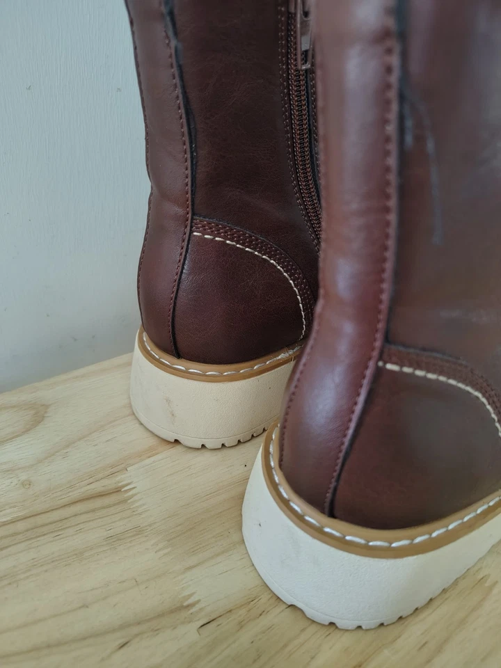 Madden Girl work style boots combat brown size 7 M lace up with side zipper cute - Image 4 of 4